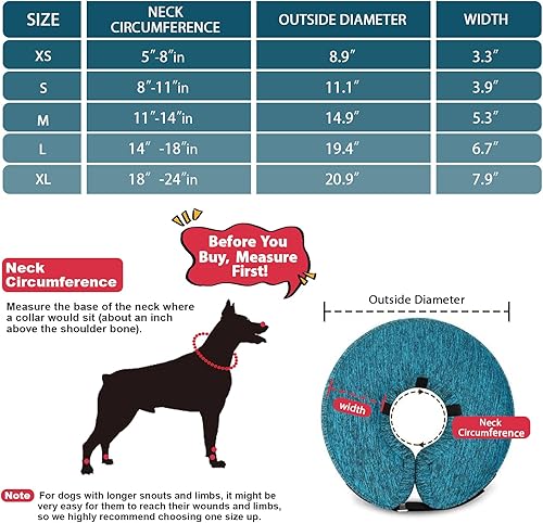 Miniatura 5 de MIDOG Cono estilo collar para perros para después de la cirugía, collar inflable suave para mascotas, perros y gatos para evitar que las mascotas