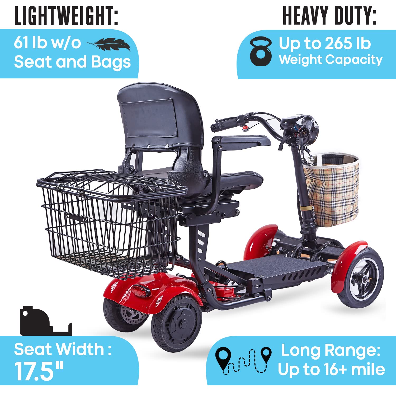 ActiWe Electric Powered Motorized Transformer 4 Wheel Mobility Scooter