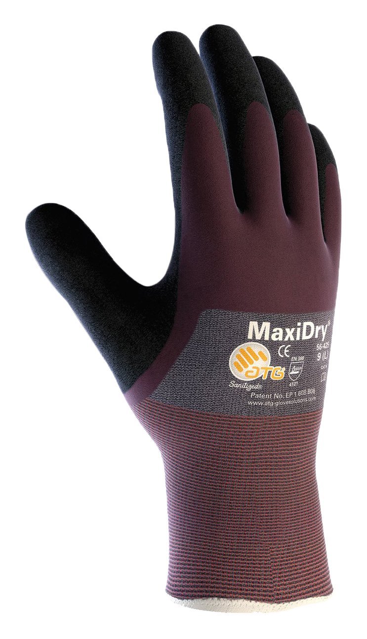 ATG 56-425/L Maxidry, Gry. Nylon Shell, Prpl./ Blk. Nitrile Non-Slip 3/4 Coat Purple L