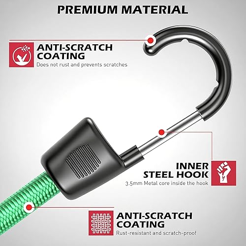 Miniatura 3 de 60 cuerdas elásticas de varios tamaños  10, 18, 24, 32, 40 pulgadas, cuerdas elásticas con ganchos, resistentes al aire libre, grande, mediano y