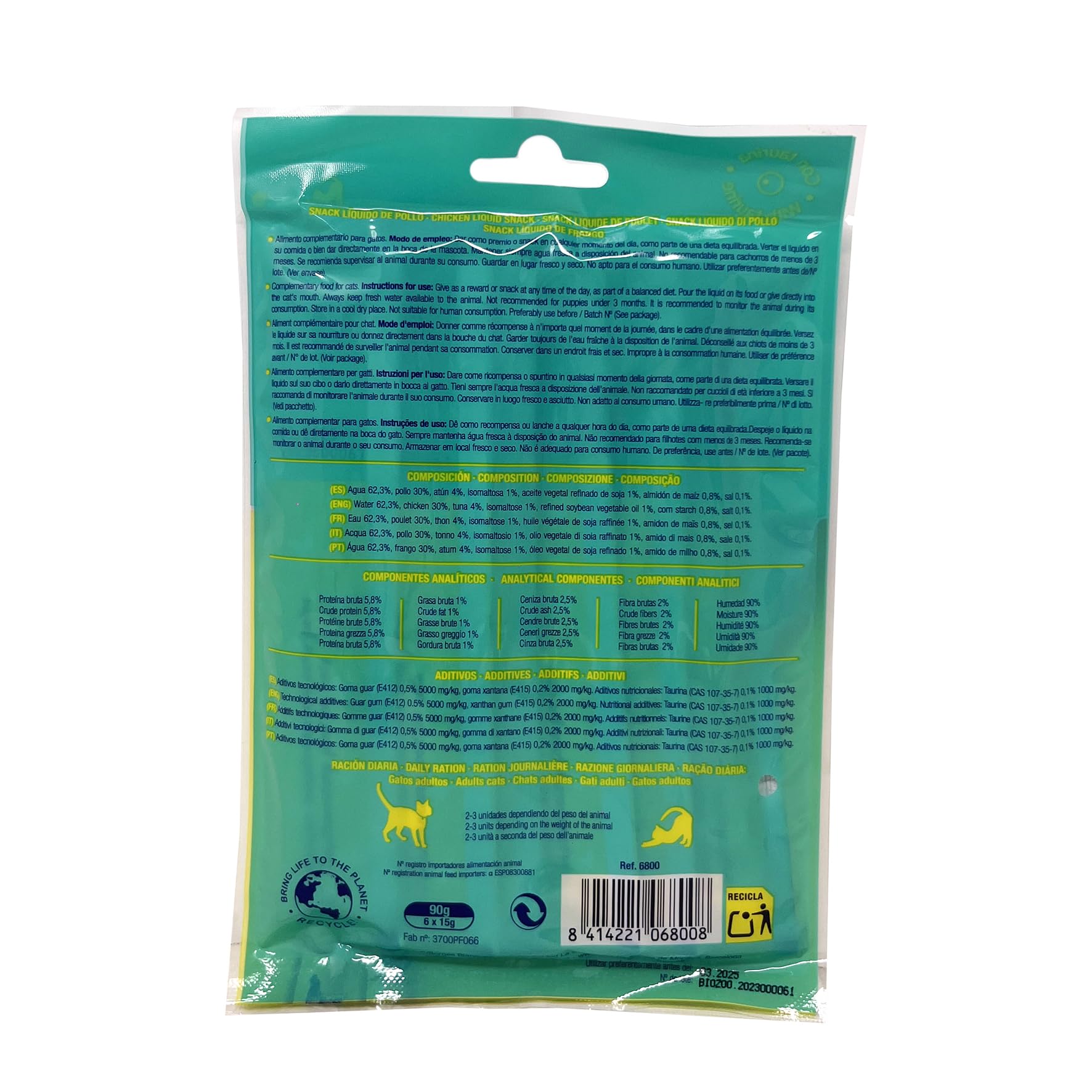 Biozoo Gato Snack Pollo Atun 6U - Delicioso aperitivo para gatos - N/A