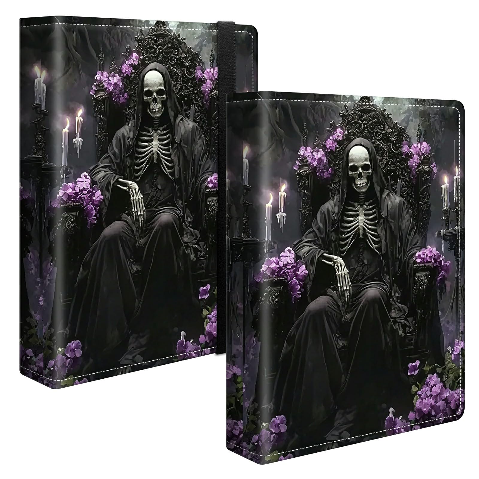 Photo Album 4x6 120 Pockets Photos with Strong Elastic Band, Small Mini Albums Sheet Protector Folder for Photos, Album for Family Wedding Women Men Baby Vacation Gift, Purple Flower Skull