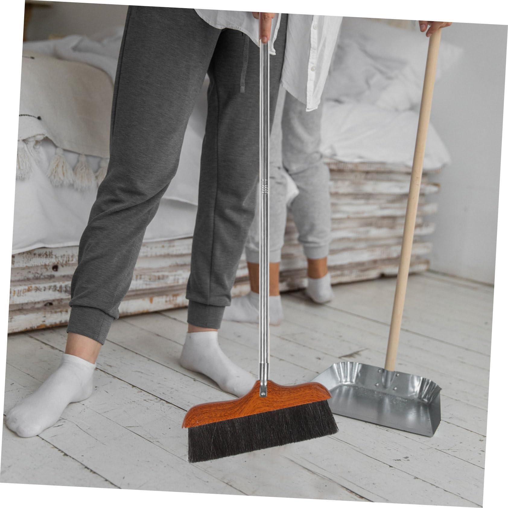 Spazzolone per Pavimenti Manico, Setole Morbide in Legno e Plastica, Adatto a Chioma Umani, per Ufficio e Spazi Ampi