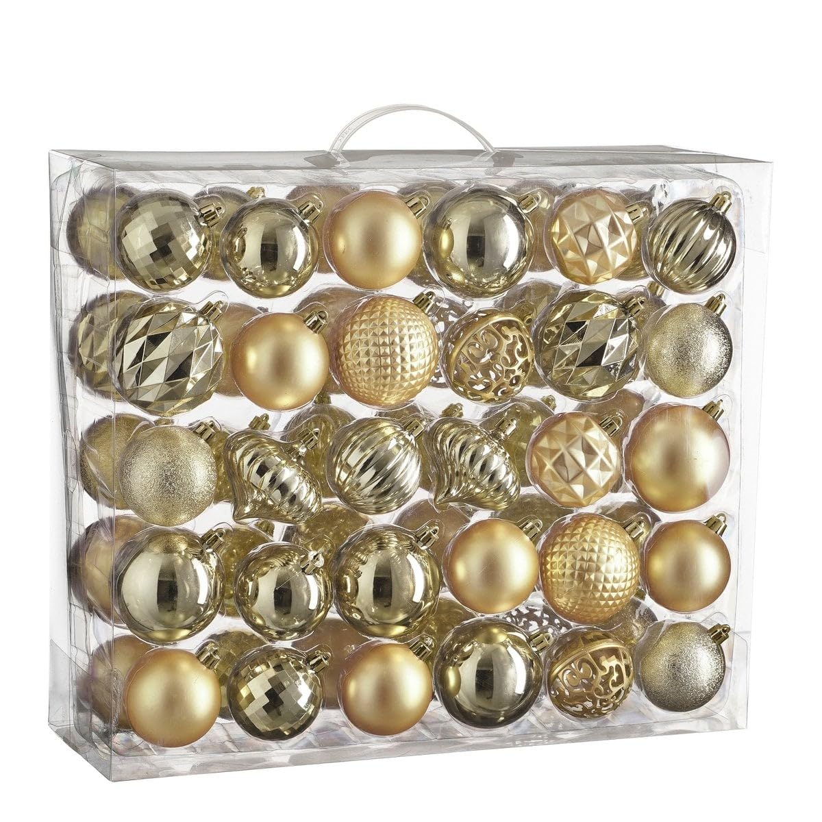 Weihnachtskugel Set Enthält Recyceltes Polystyrol, Unzerbrechlich, Weihnachtsbaum Dekoration, Christbaumschmuck, Für Kinder Haustiere, Champagne, 60 Stück Ø7 cm