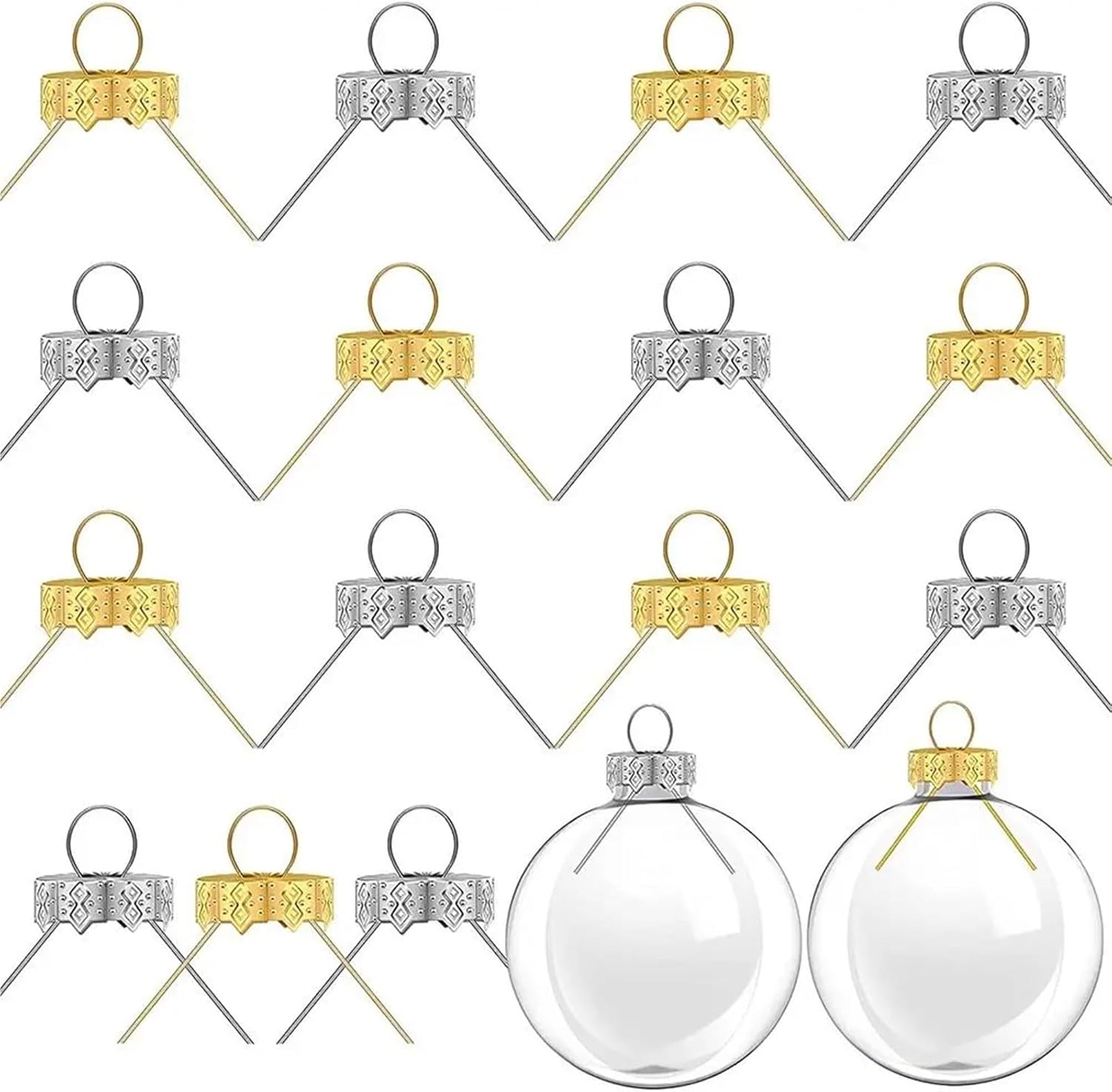 Ornament Caps 400 PCS Aluminium Christmas Ball Caps Gold Silver DIY Tree Decorations Electroplating Ornaments Cap(Silver)