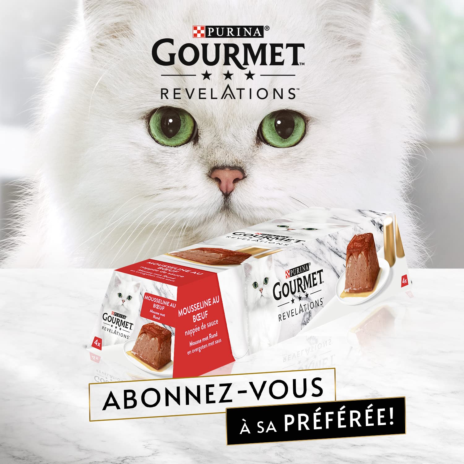 Gourmet Gourmet PURINA Gourmet Revelations Mousse, Comida para Gatos húmeda en Salsa, Pollo y Ternera, 48 Unidades (48 x 57 g)