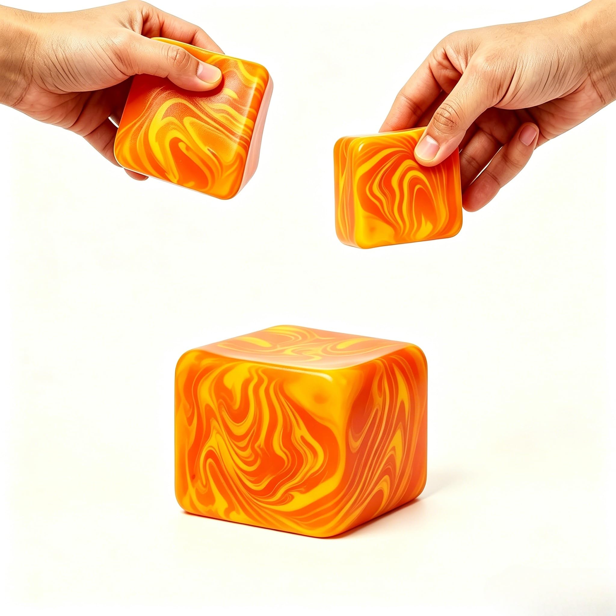 Squishy Stress Cube, Soft Squishy Cube Fidget Cube, Sensory Stress Relief Squeeze Toys for Adults Kids, Autism Anxiety Relief Focus, Classroom Prizes Party Favors (1, ORANGE)