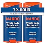 Mando Whole Body Deodorant For Men - Smooth Solid Stick - 72 Hour Odor Control - Aluminum Free, Baking Soda Free, Skin Safe - 2.6 ounce (Pack of 2) - Pro Sport