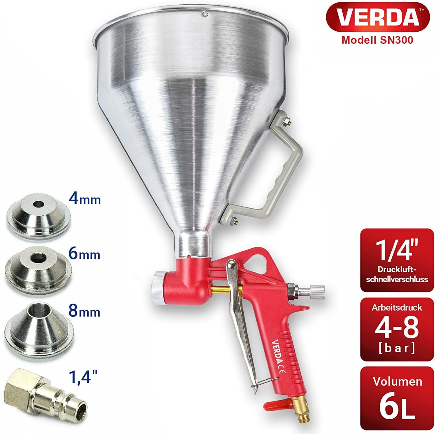 Imbuto pistola 6L con 3 ugelli pistola per intonaco intonaco fattucchiera paraspruzzi pistola in alluminio affltta SN300