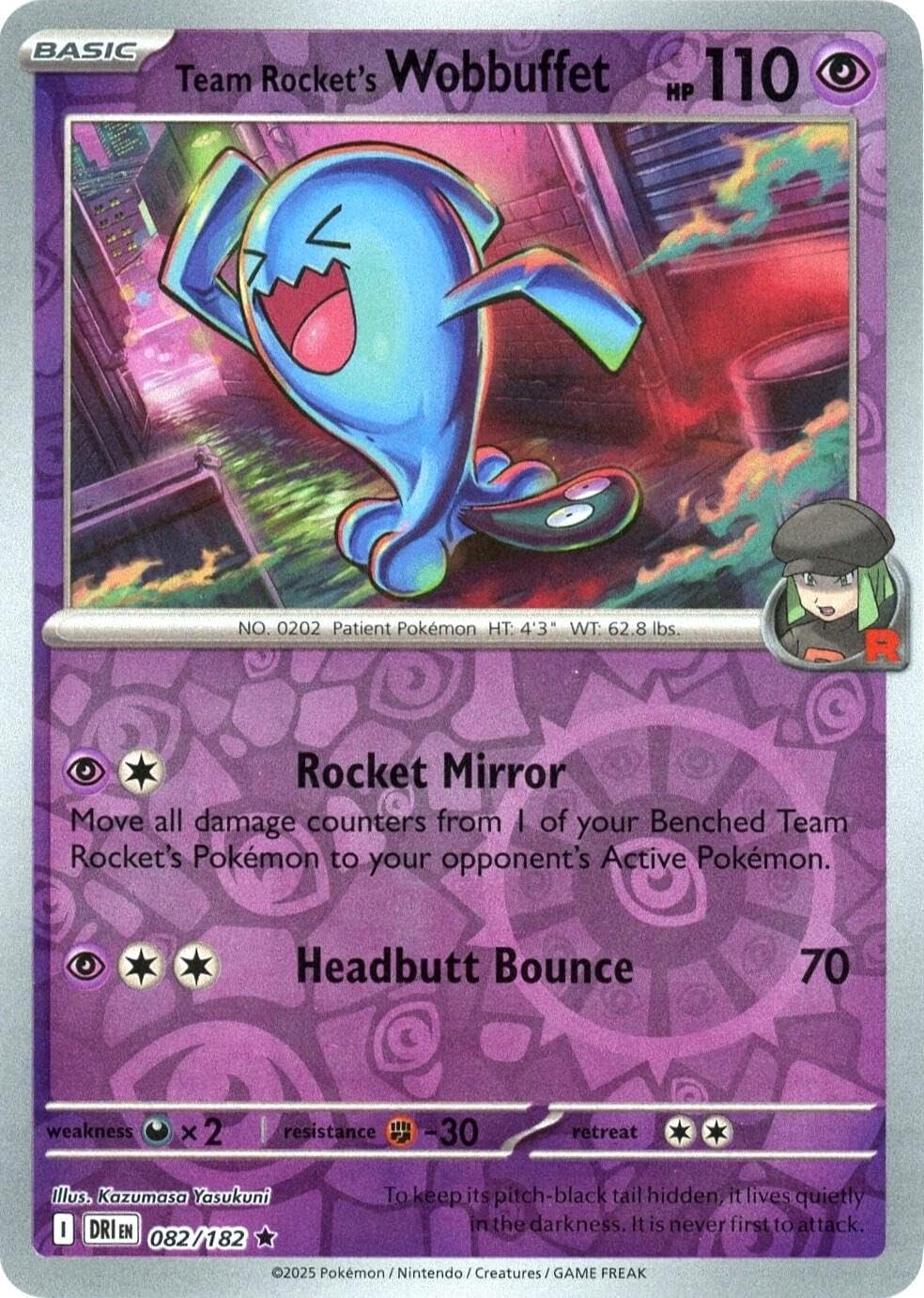 Pokemon - Team Rockets Wobbuffet 082 182 - Destined Rivals - Reverse Foil - Single Card