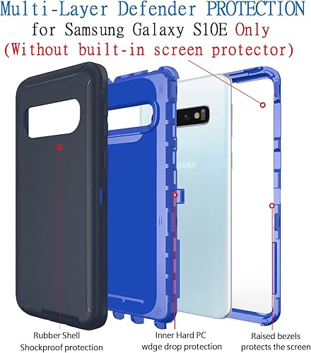 Miniatura 8 de Defender - Funda para Samsung Galaxy S10E Bisbkrar de grado militar protección resistente 3 en 1 a prueba de golpes funda de parachoques resistente