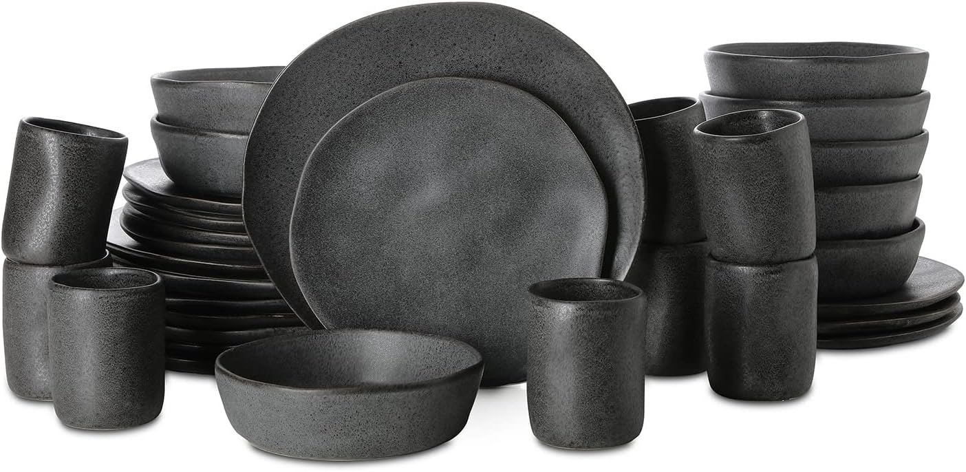 Gray Ceramic 32-Piece Dinnerware Set for 8