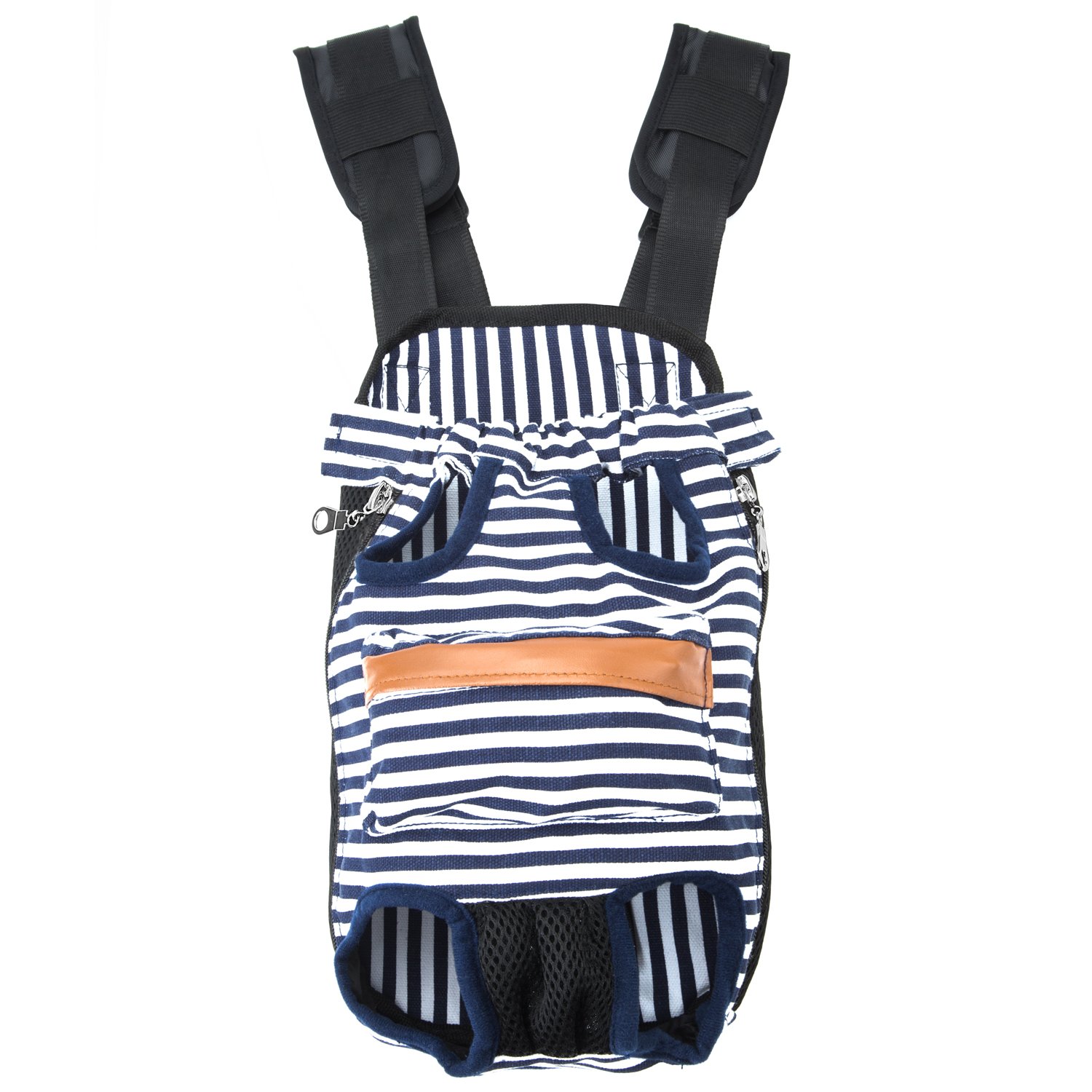 GEEPET Legs Out Front-Facing Dog Carrier Hands-Free Adjustable Pet Puppy Cat Backpack Carrier for Walking Hiking Bike and Motorcycle Small Stripe SJB-S-St