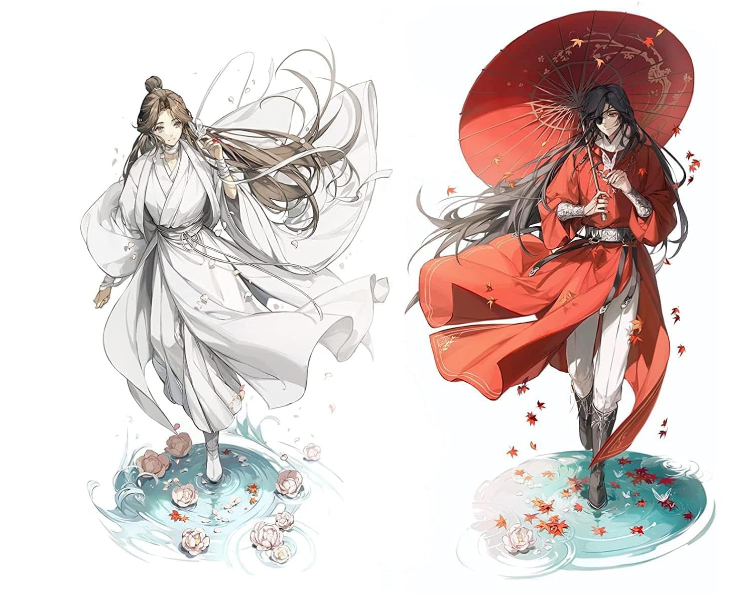 2 Pcs Heaven Official's Blessing: Tian Guan Ci Fu Figure Stand Model Plate Xie Lian ANG Hua Cheng Anime Acrylic Stand Decoration Figure 6 inch