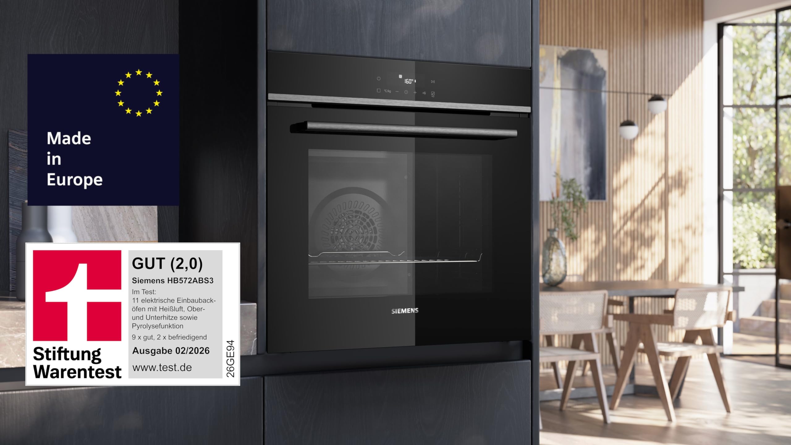 Siemens iQ300 HB572ABS3 Einbau-Backofen 60x60 cm Pyrolyse Air Fry 3D Heißluft cookControl10