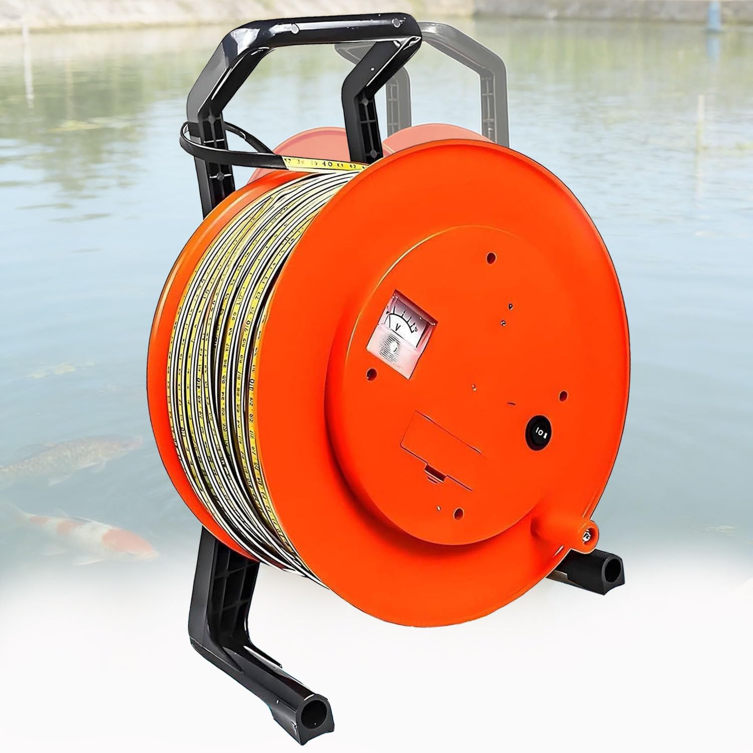 Indicador electrónico de nivel de agua, medidor de profundidad de sonda de acero inoxidable con cinta, medidor de inmersión portátil para perforación de pozos y monitoreo del nivel de agua
