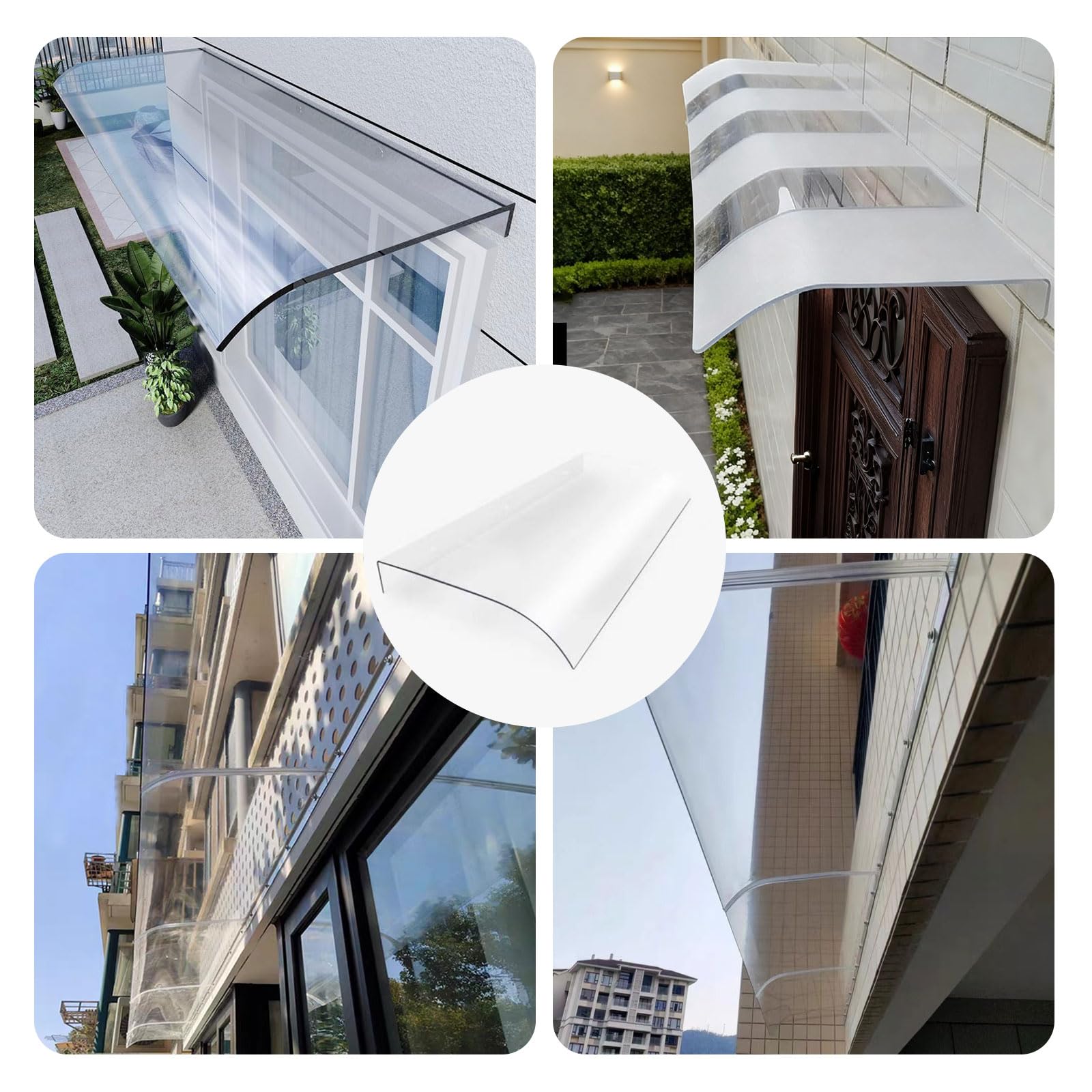 Tejadillo de Exterior en Policarbonato - Marquesina para Puerta con Techado Exterior, Sistema Extensible para Fachadas (Resistente a Viento)