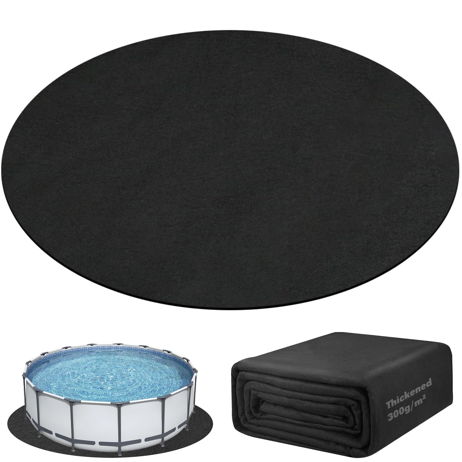 YumSur 13.12FT Hot Tub Mat 300g/m²,Inflatable Hot Tubs Floor Pad,Swimming Pool Protector Pad,Pool Liner Pad For Above Ground,Foldable Pool Ground Mats,Portable Spa Pool Accessories (Round 4M)