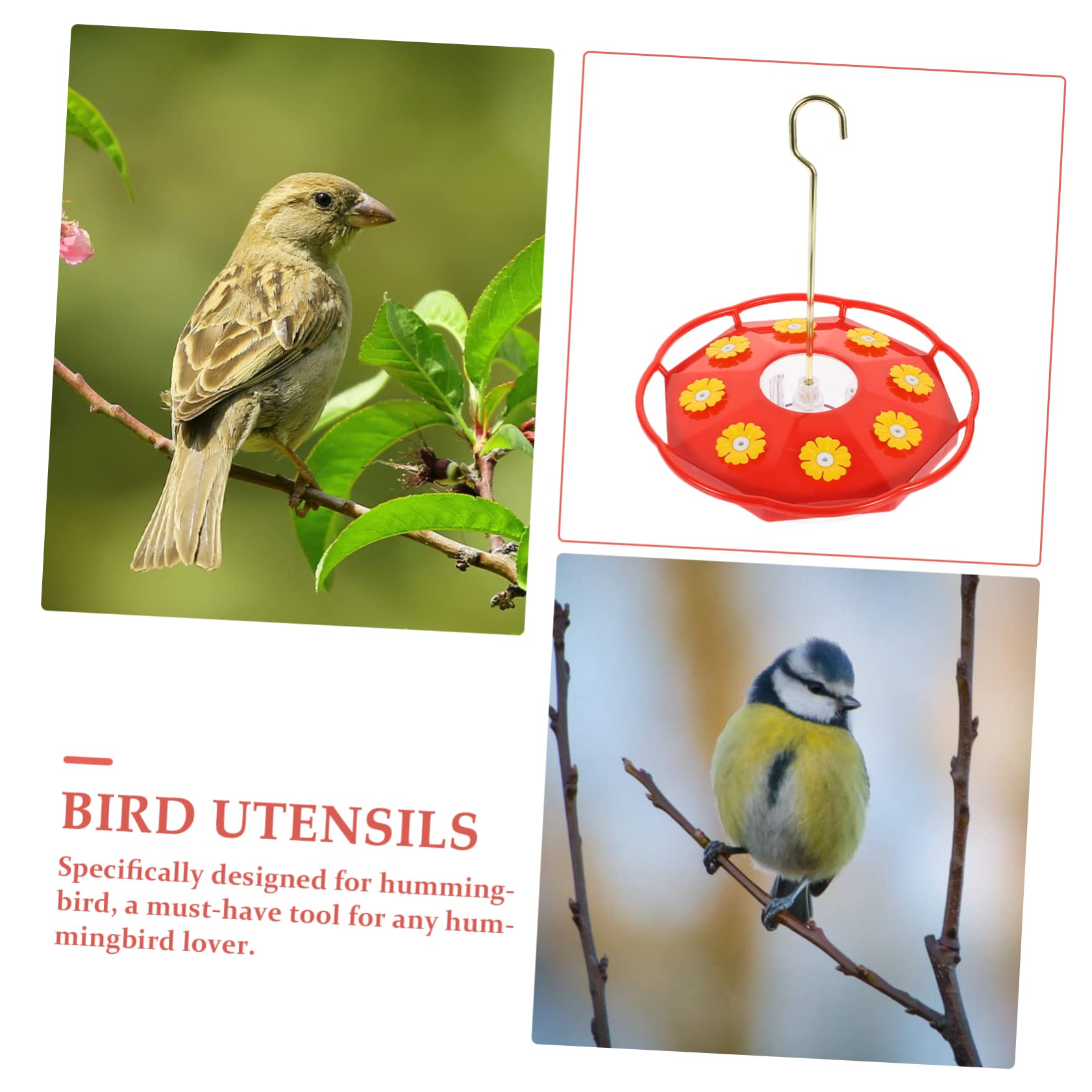 Yardwe 5 Pz Mangiatoia Per Uccelli Rintocchi Colibrì Vassoio Di Servizio Decorativo Distributore Stazione Di Alimentazione Degli Uccelli Contenitore Per L'acqua Fontana Plastica Rosso