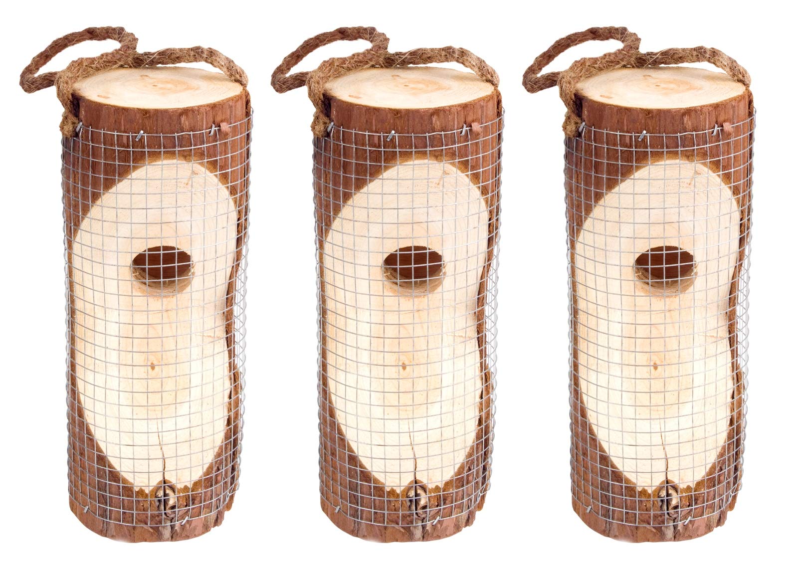 GARDIGO® Paquete con 3 Comederos para pájaros Gardigo I Comedero de madera para pájaros silvestres I Columna de alimentación colgante