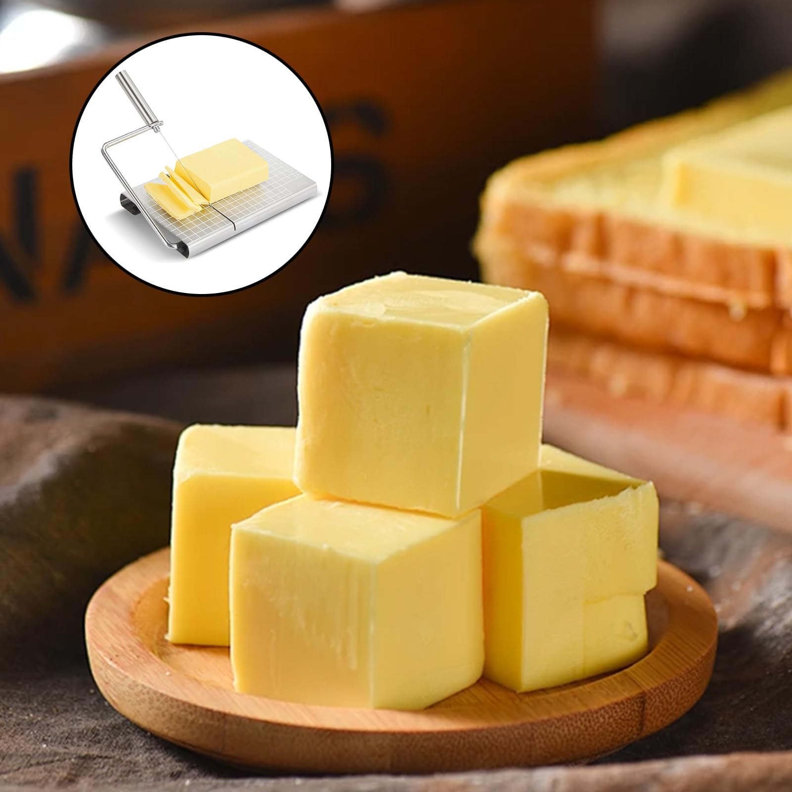 Cortador de queso de acero inoxidable, cuchillo multifunción para queso y foie gras con 6 alambres