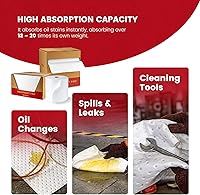 Vista 5 de Almohadillas absorbentes de aceite, 16 x 20 pulgadas, solo aceite, paquete de 100 unidades, control industrial de derrames para aceite y combustible