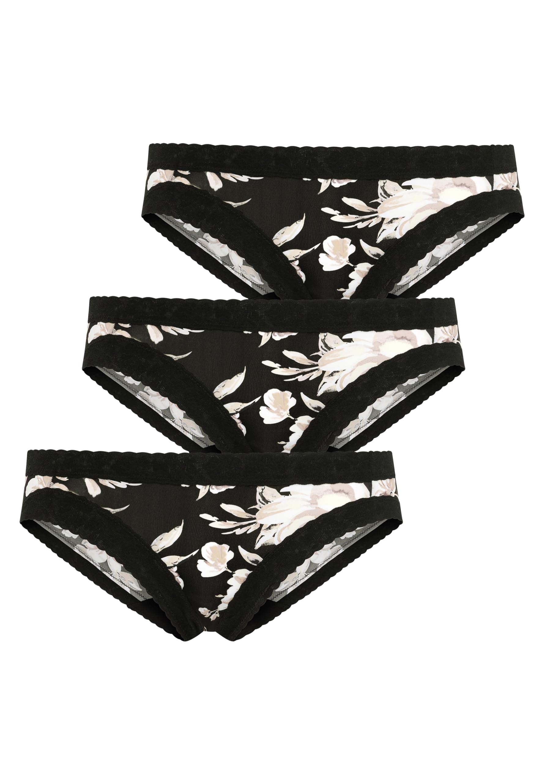 Jockey Women's Parisienne Soft Stretch Lace Bikini - 3 Pack, Floral Print, M