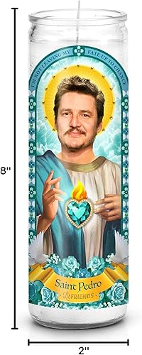 Miniatura 4 de Vela de oración de celebridades de San Pedro Pascal sin perfume, votiva de cristal de 8 pulgadas, 100% hecha a mano en Estados Unidos, idea de