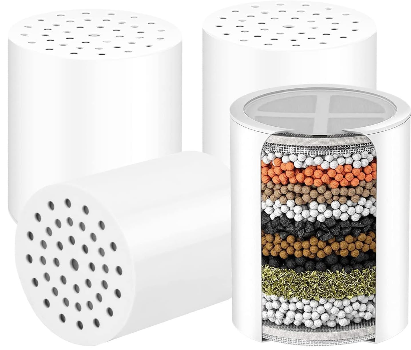 AOERUOW 4-Pack Replacement Shower Filter Cartridge Compatible with Eskiin High Pressure Filtered Shower Heads,Water Softener Filter for Hard Water Reduce Chlorine and Harmful Substances