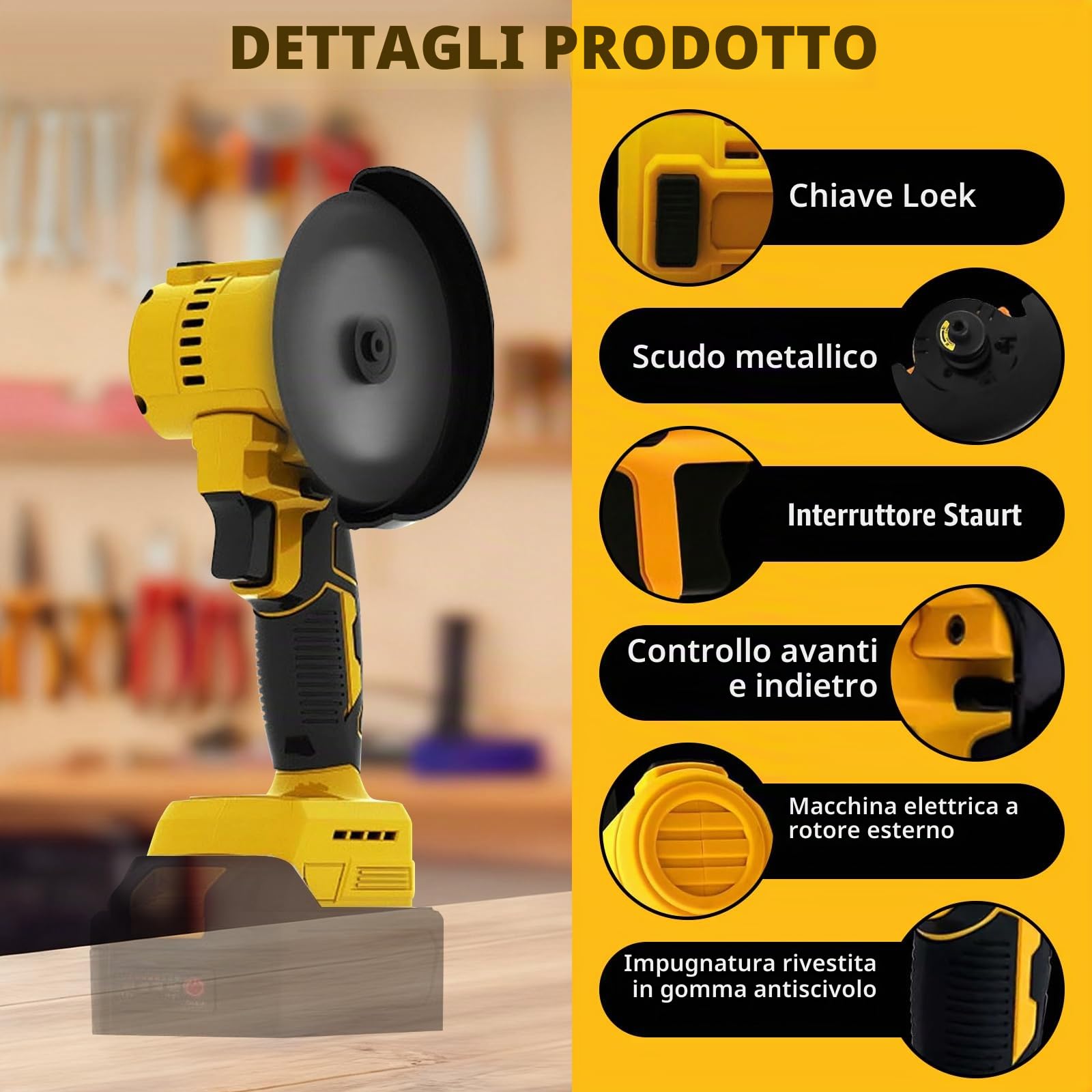 Smerigliatrice angolare a batteria compatibile con batterie DeWalt da 20 V, 12000 giri/min, mini smerigliatrice angolare a batteria con 6 dischi abrasivi da 10,2 cm, 2 dischi da taglio, per metallo