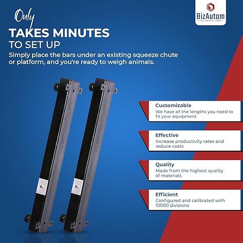 Miniatura 4 de Juego de barras de carga de 10000 libras para báscula de ganado, cerdo, cerdo, cabra, oveja, callejón, tolva y jaula. Dos barras de pesaje y un