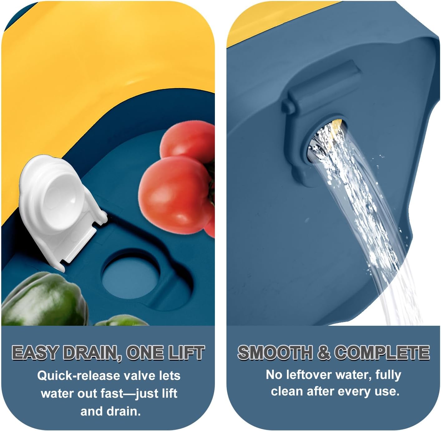 2Pack Collapsible Dish Basin with Drain Plug and Portable Sink, 11L(2.91 Gallon) Collapsible Bucket with Sink, Foldable Wash Basin for Station Campin/Camping/Rv/Kitchen (Green and Yellow)