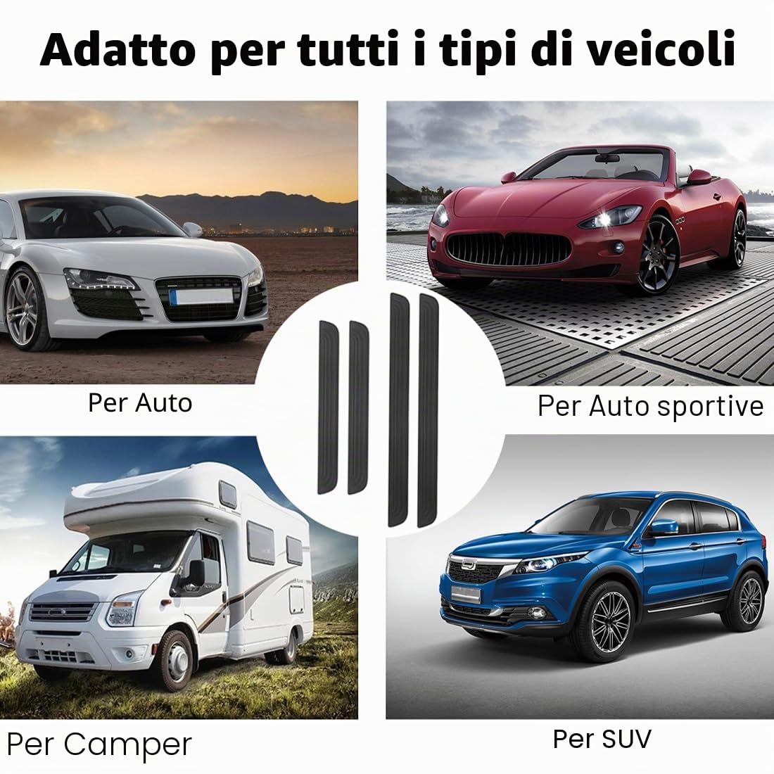 4 Pezzi Battitacco Auto,protezione battitacco auto,Battitacco Adesivi Soglie Porte,Battitacco Auto Universale,per la porta anteriore/posteriore dell'auto (Nero)