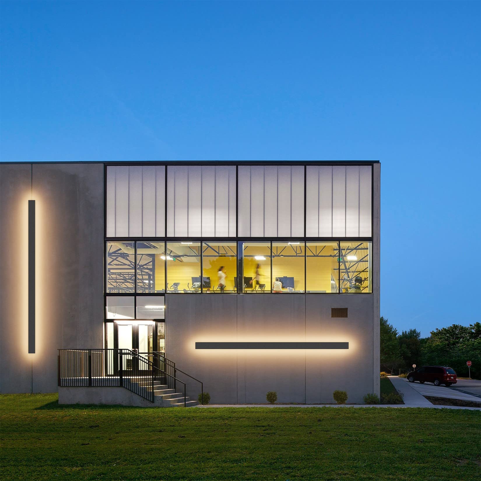 K-Bright Aplique de Pared Exterior/Interior 45W 150CM Apliques de exterior IP65 Impermeable Blanco Cálido 3000K Luz de Pared Larga para Escaleras Pasillos Balcón Patio Jardín Balcón
