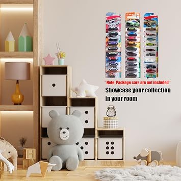 10 Pcs Display Case for Packaged Model Cars - Holds Up to 100 Cars, Compatible with Hot Wheels Packaged Toy Organizer Diecast Blister Wall Display Case