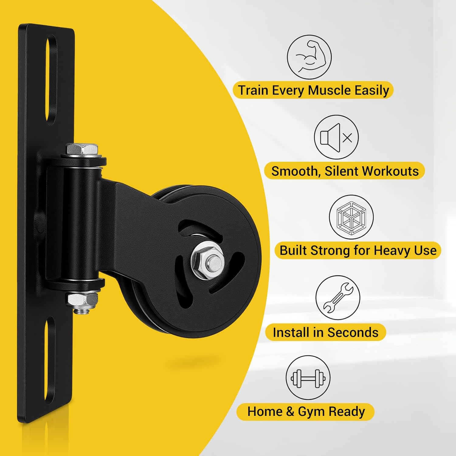 Soulchen Cable Pulley System for Squat Racks Power Rack Pulley Attachment Fits 1" or 5/8" with Extended Slot Design Heavy-Duty 180° Swivel Polea for Home Gym Workout Strength Training Fitness