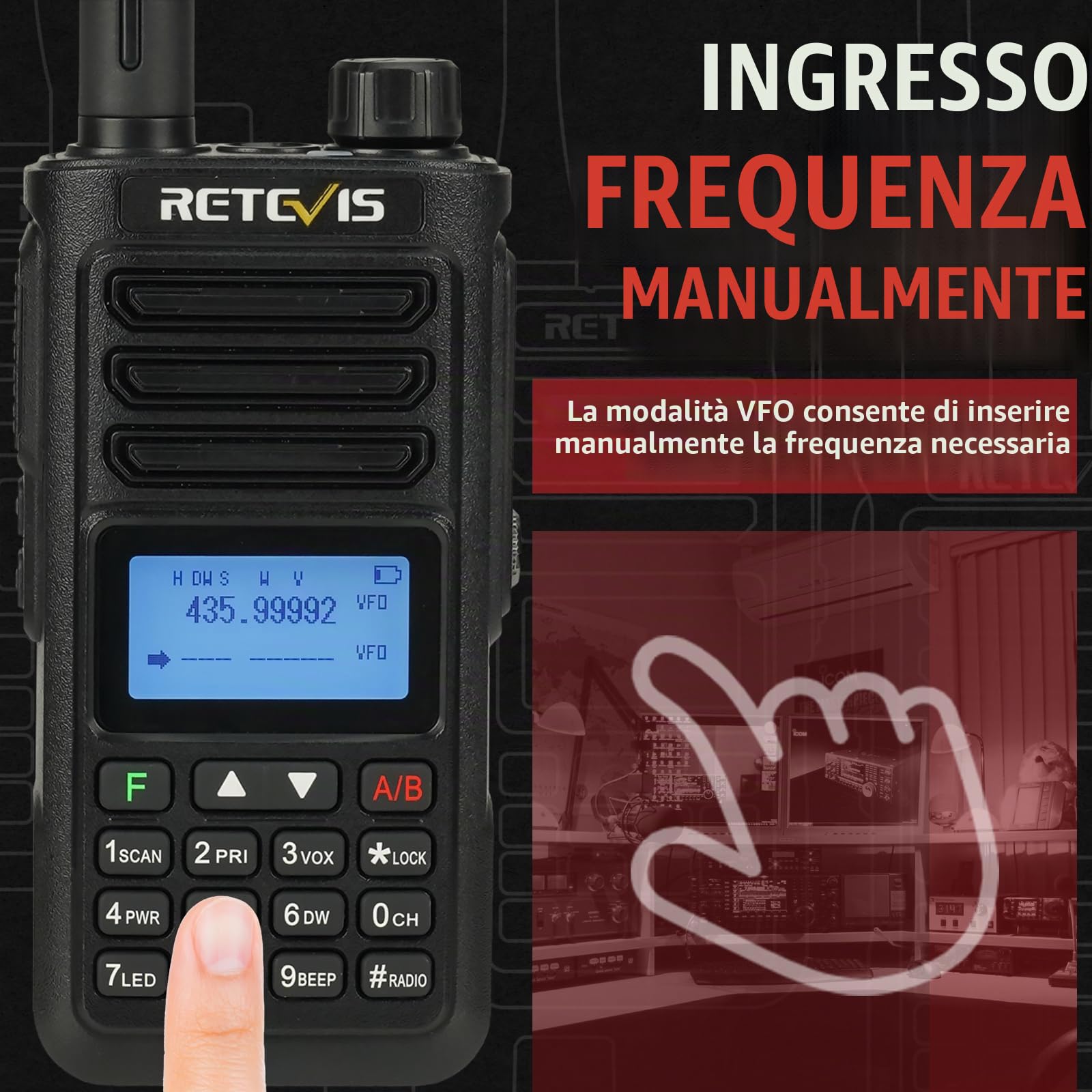 Retevis RA89 Radio Trasmittenti, Intervallo Lungo Walkie Talkie IP68 | Radioamatoriale, VFO, Batteria 2500mAh, Walkie-talkie Ricaricabile di USB A-C per il Salvataggio di Emergenza