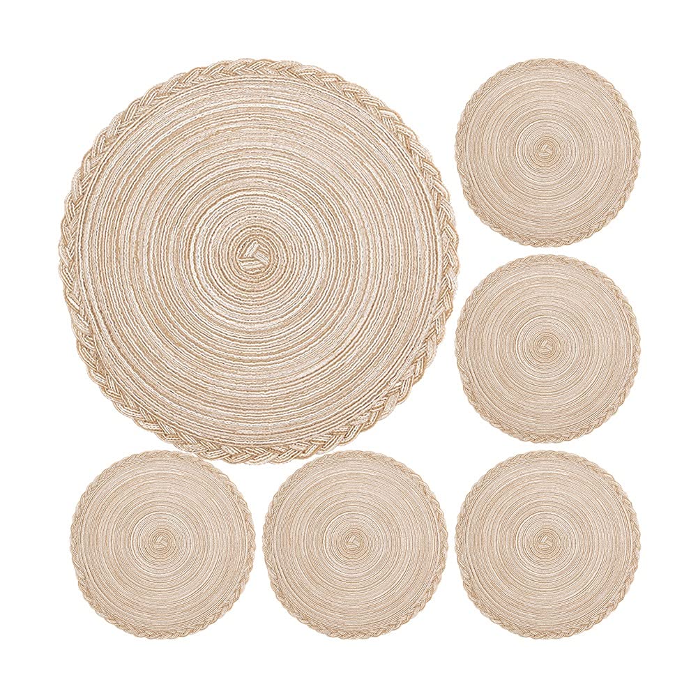 Juego De 6 Manteles Individuales Redondos, Lavables, Redondos