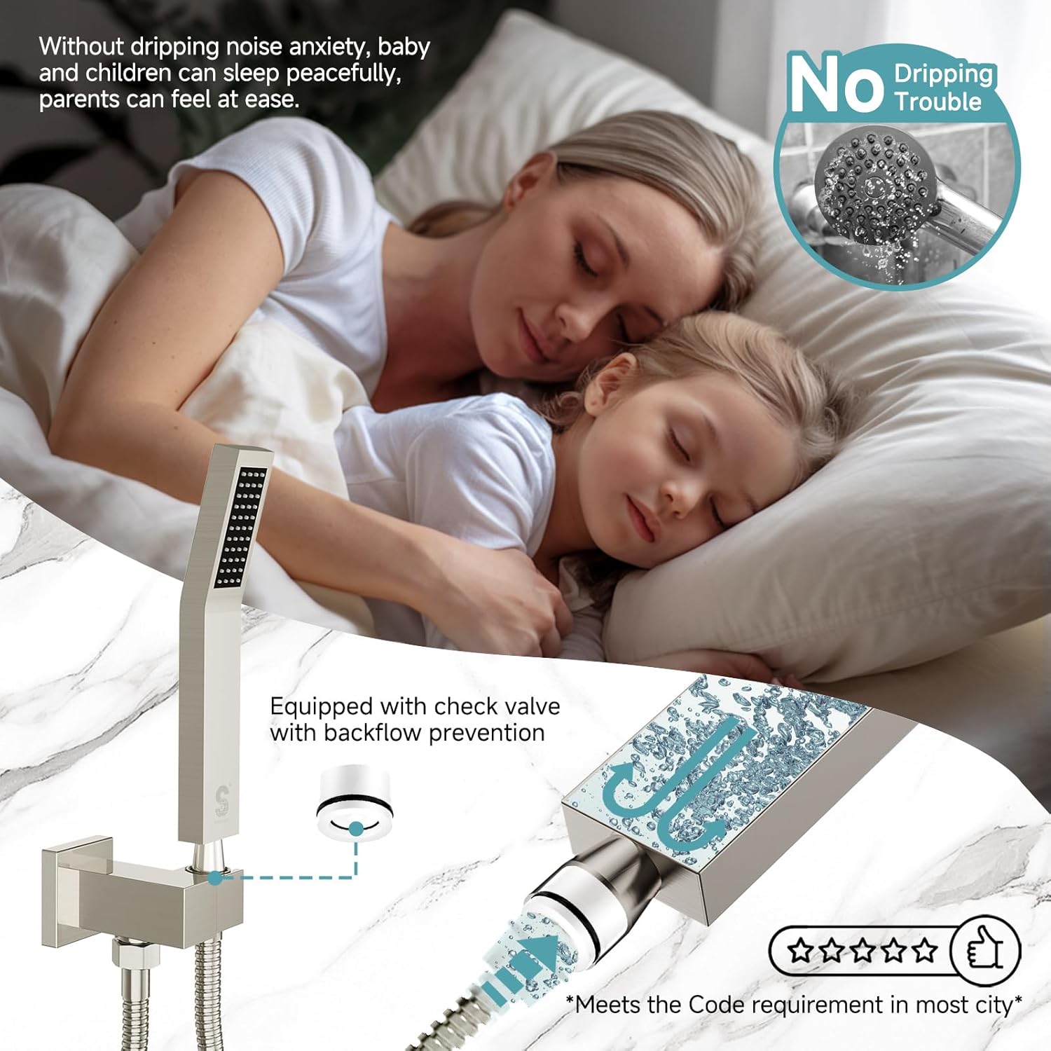 SR SUN RISE Shower System with Push Button Diverter, Wall Mounted Luxury 12 Inch Rain Shower Head with Handheld Spray, High Pressure Shower Faucet Combo Set with Rough-in Valve, Brushed Nickel