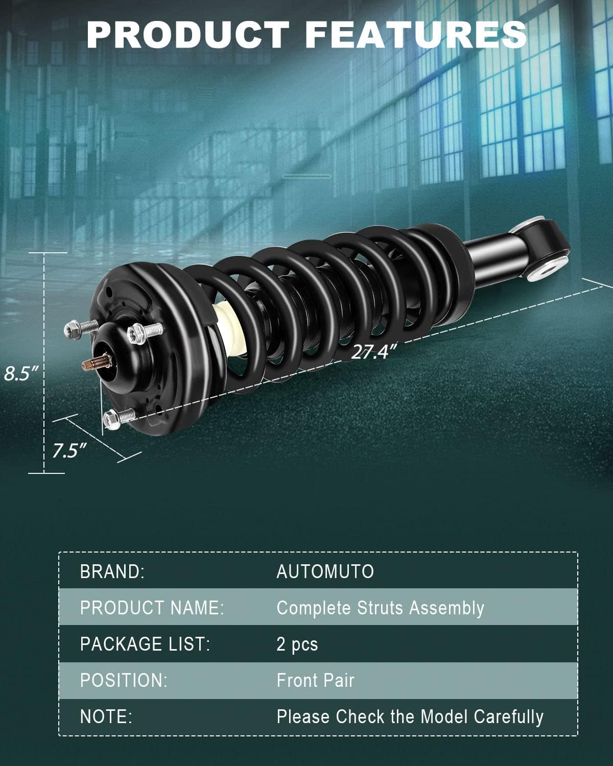 AUTOMUTO RWD Strut Spring Assembly Front Pair Shock Absorber Fit 2004-2008 for Ford F-150,2006-2008 for Lincoln Mark LT Replace for 171362-2pc Kit