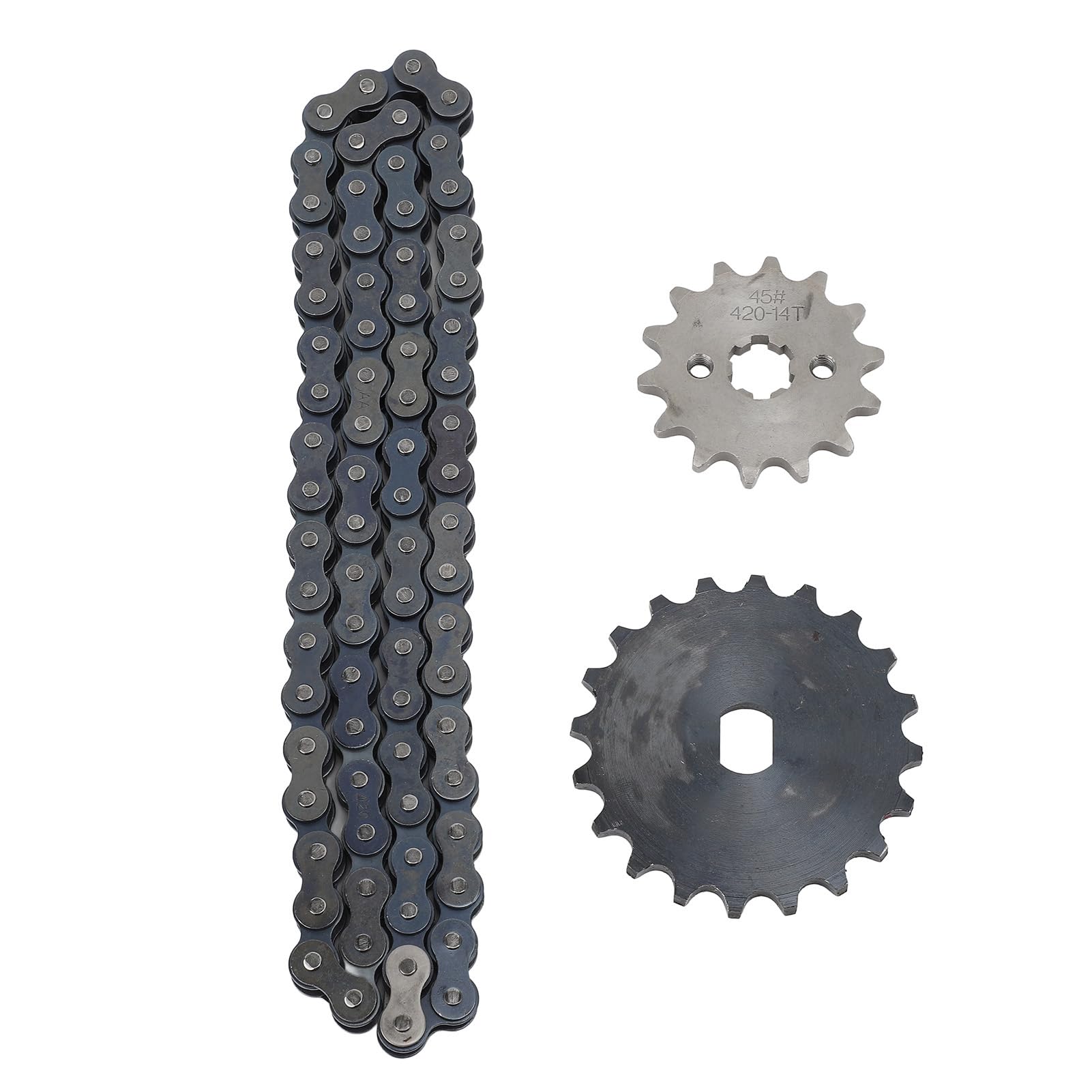 Juego de piñones de Cadena de transmisión para Motocicleta, piñón de transmisión Trasero 420 14T y Cadena de Motocicleta con Orificio en H de 20T, construcción de Acero Duradero