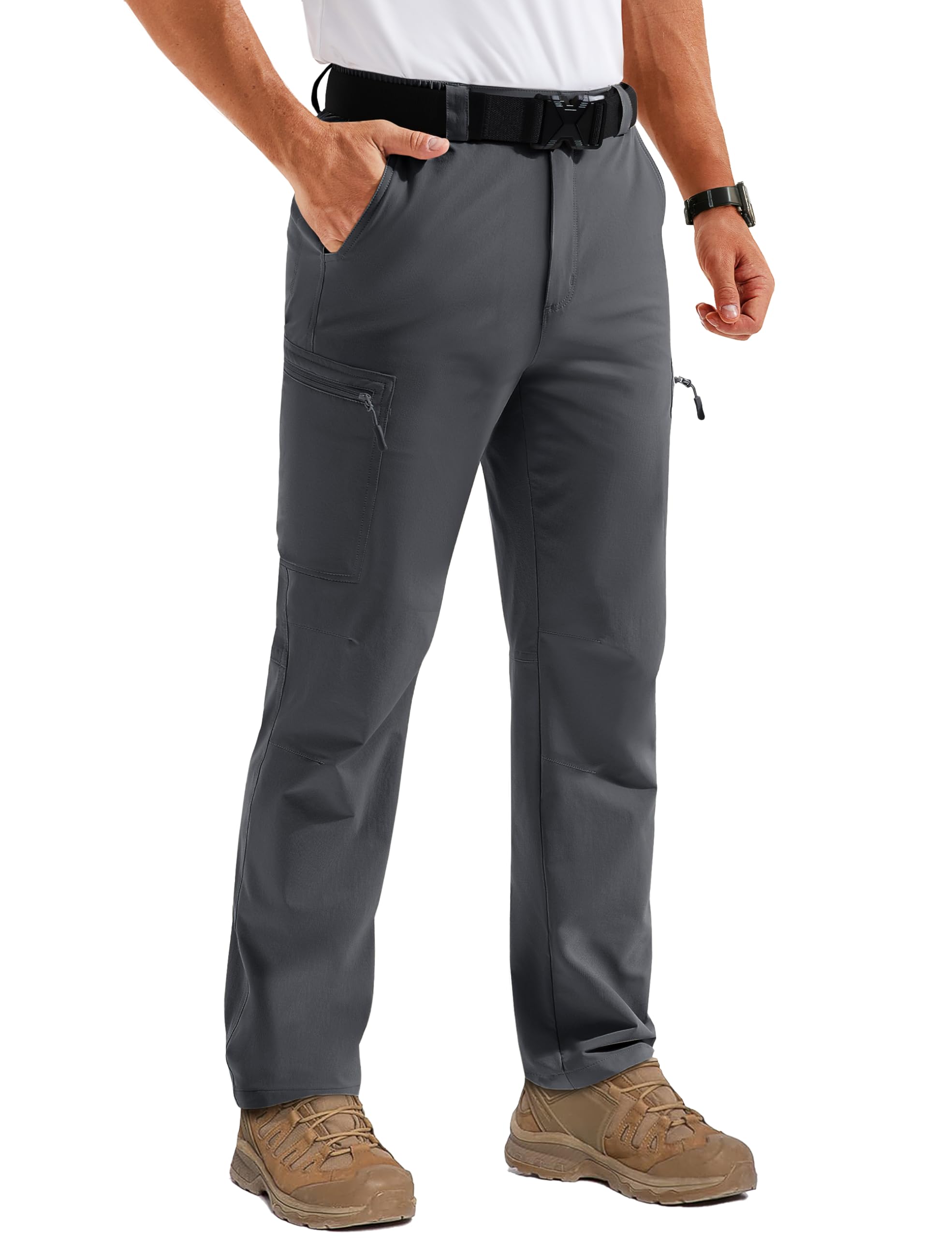 TACVASEN Mens Hiking Pants Lightweight Quick Dry Water Resistant Travel Work Fishing Pants Outdoor 6 Pockets