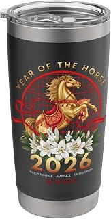 Chinese New Year 2026 Year of the Horse 2026 Lunar New Year Stainless Steel Insulated Tumbler