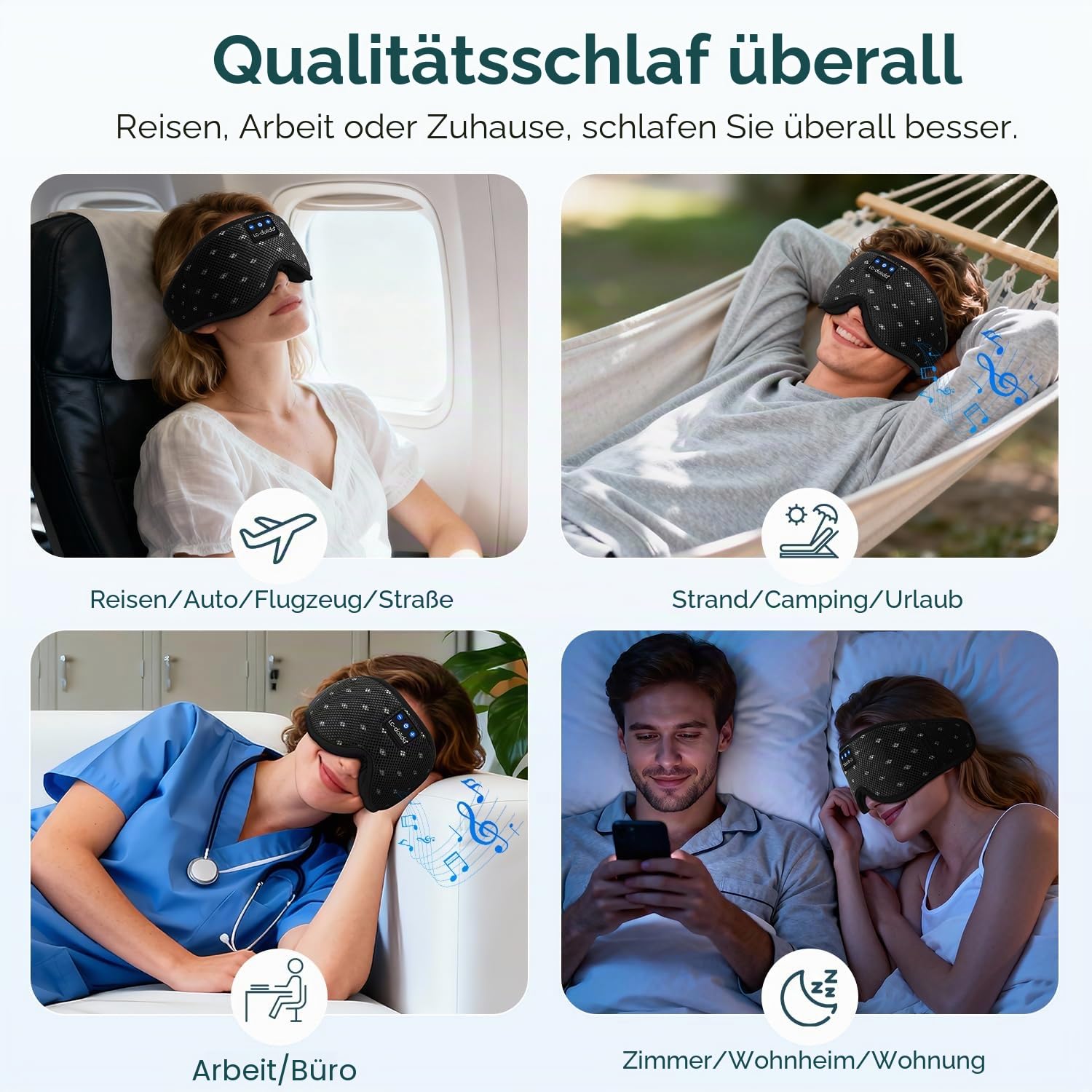 LC-dolida Schlafmaske mit Kopfhörer Bluetooth V5.4, Ultraweiche 3D Schlafkopfhörer Kopfhörer zum Schlafen für Frauen Herren,Augenmaske Schlafbrille mit Mikrofon für Reisen/Nickerchen/Yoga/Meditation