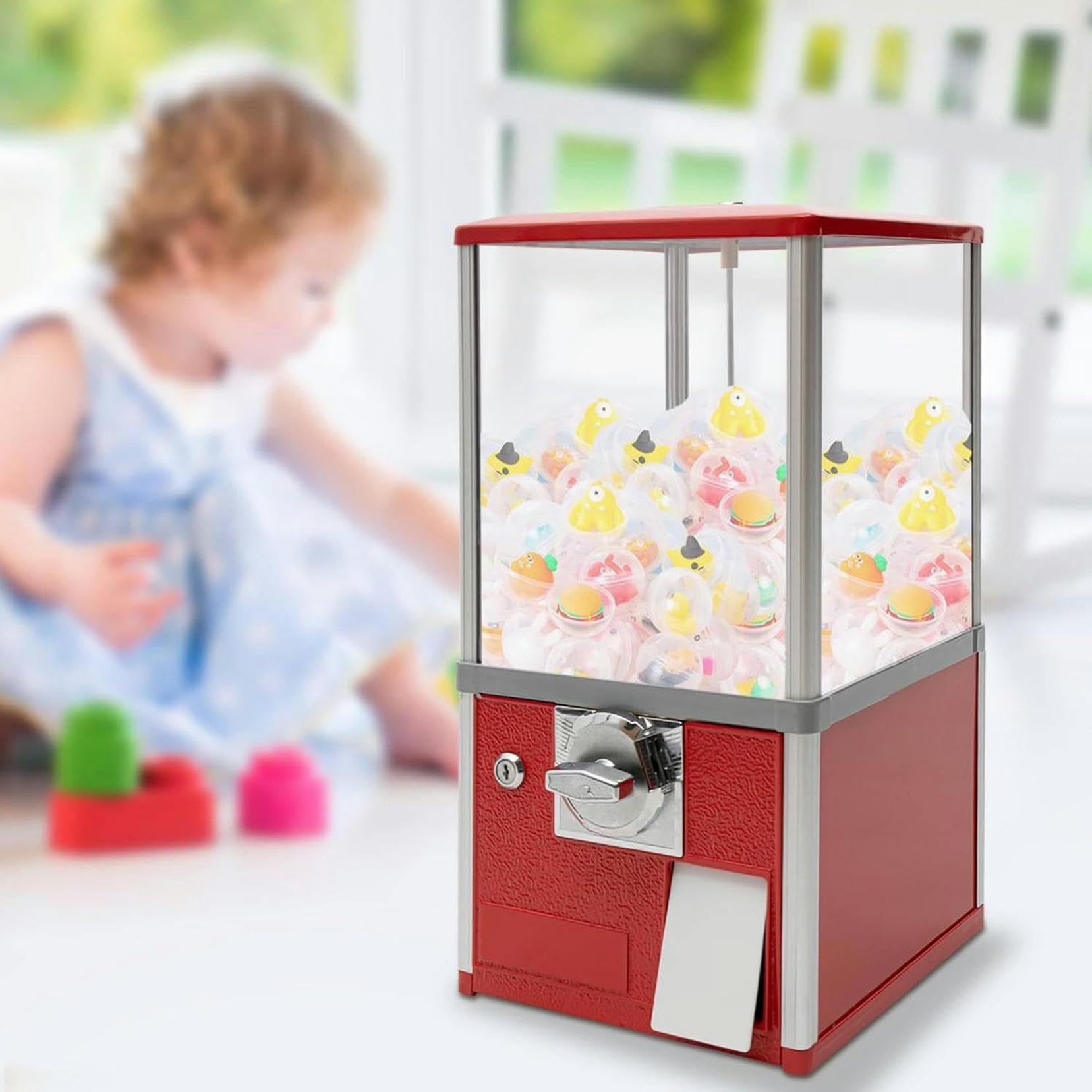 Distributore automatico di monete da 25 centesimi, macchina commerciale per palline e premi, design autoportante, facile da usare, perfetto per bambini ed eventi