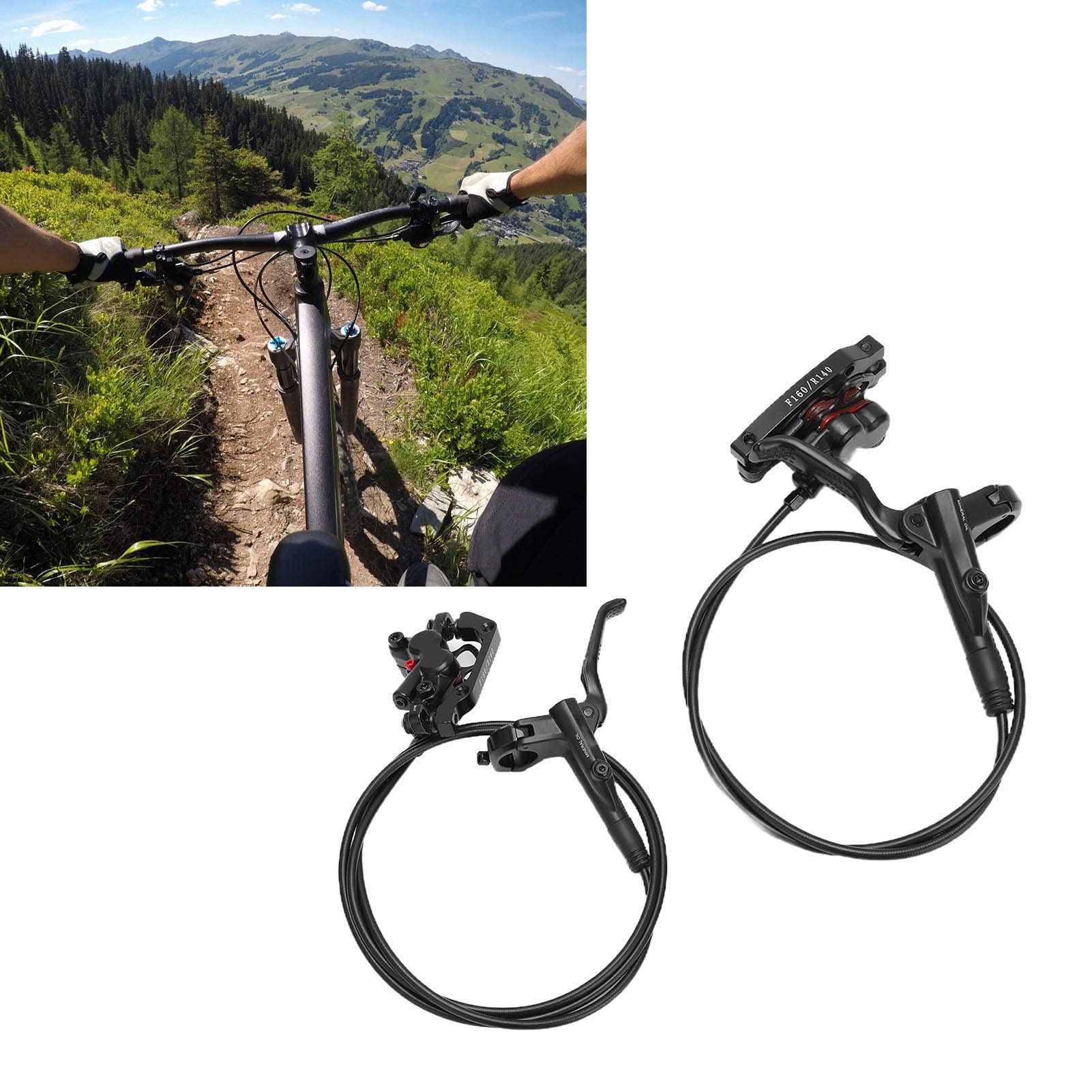 Rowerowy Zestaw Hamulców Tarczowych, Cząstki Antypoślizgowe Hydrauliczne Hamulce Rowerowe Uniwersalne Fitness do Rowerów MTB