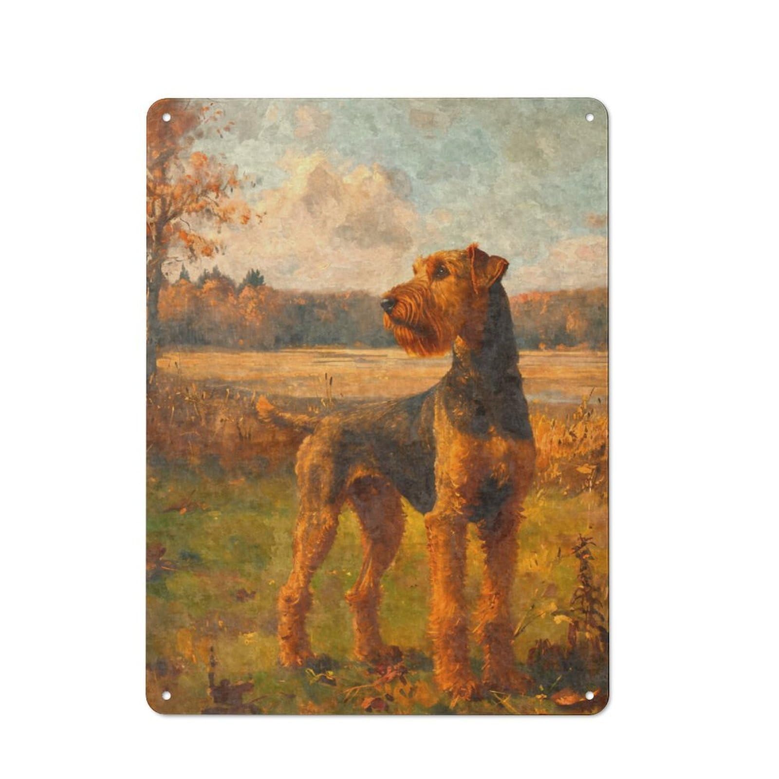 Vintage Airedale Terrier Vintage Metal Gift Sign 40x30cm, Room Wall Plaque for Hallway, Home Bar, Garage Or Study
