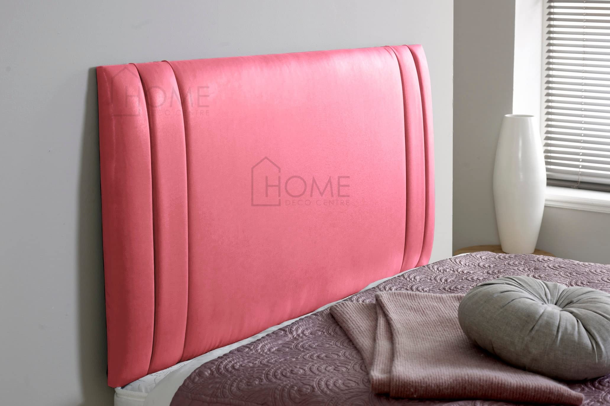 CROWNBEDSUK Divan bed Denver Faux Leather headboard 26 inches high thick padding (Pink, 4FT (SMALL DOUBLE))