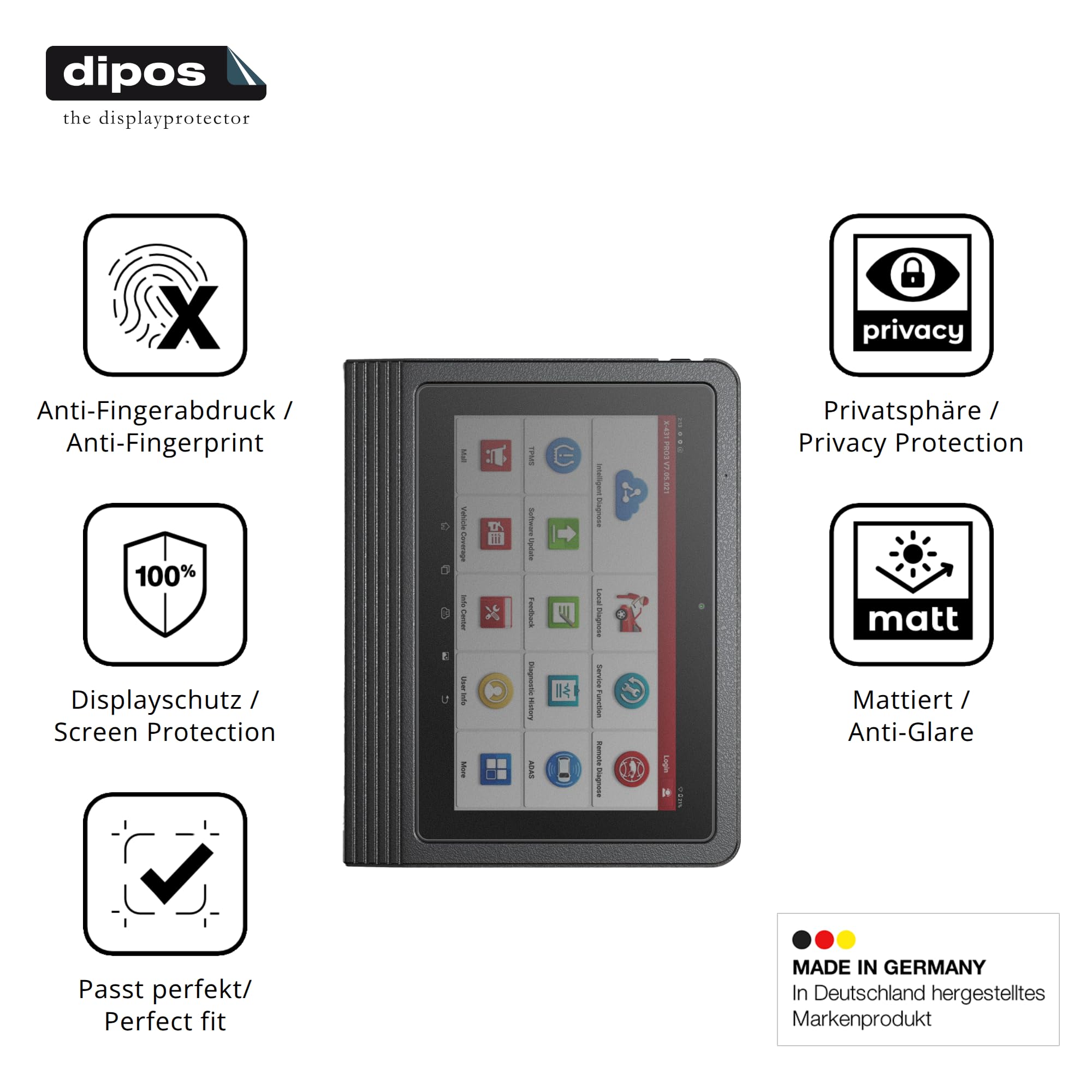dipos Protector de Pantalla Antiespía para Launch X-431 V+ 2026 10.1