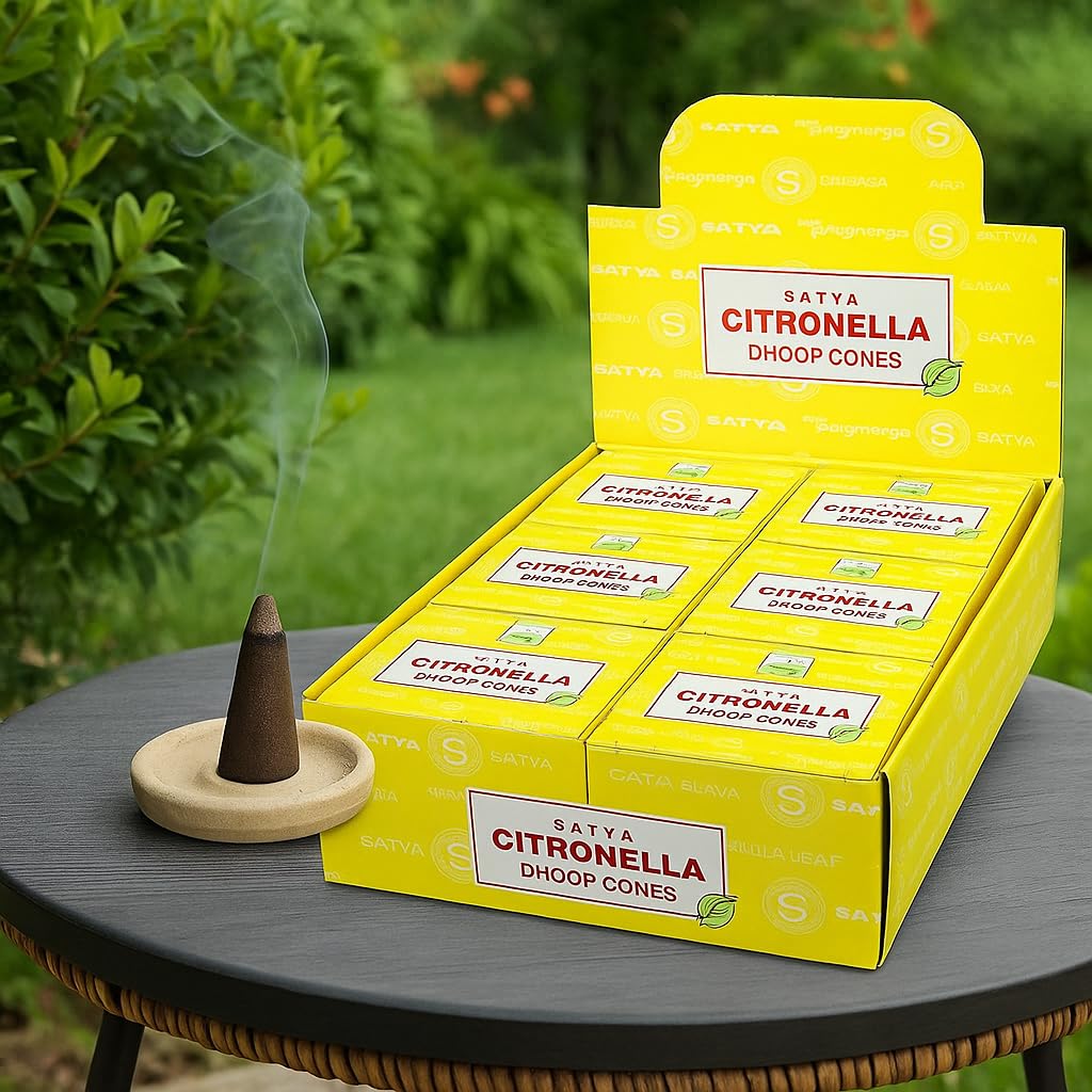 Jrose Collections Multicolor Satya Citronella Dhoop Cones – 12 Packs X 10 Cones Each – Natural Aromatic Incense Cone For Relaxation, Meditation, Cleansing, Yoga & Home Fragrance